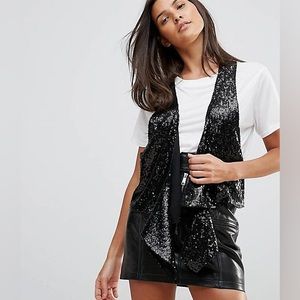 Millie Mackintosh black sequin drape vest. Like new! Size 10.